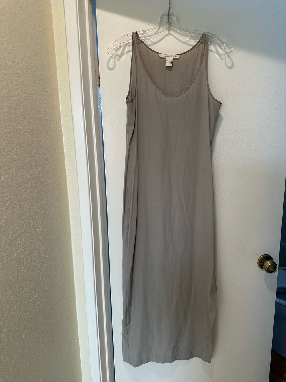Diane Von Furstenberg Sleeveless Taupe Maxi Dress